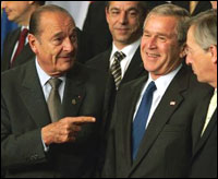 Chirac (left): sticking it to Bush?