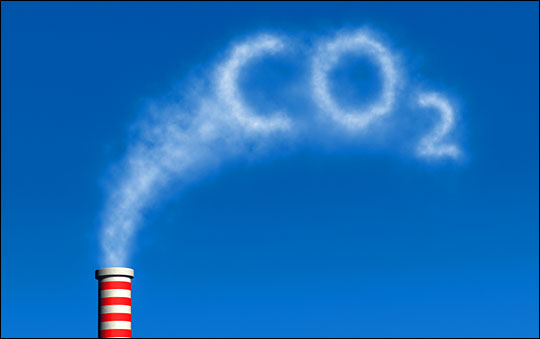 CO2 pouring out of smokestack
