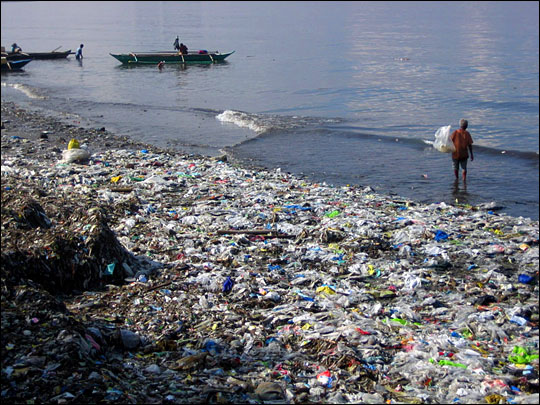 Plastic garbage on beach