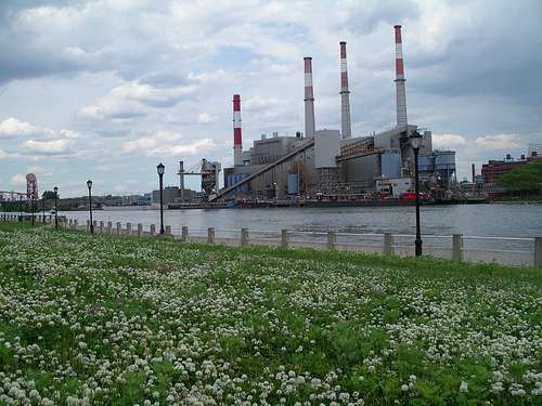 power plant along river