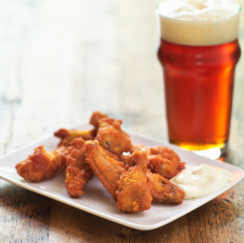Beer and wings.