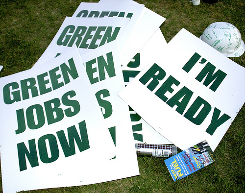 Green jobs signs.