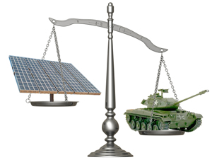 Scale weighing solar array and tank