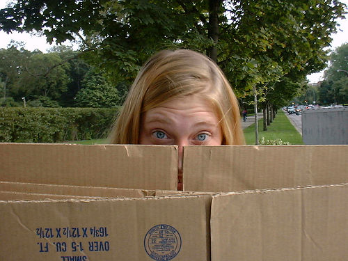 girl with boxes