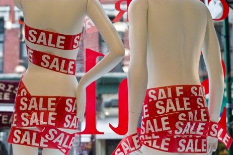 Mannequins and sale signs