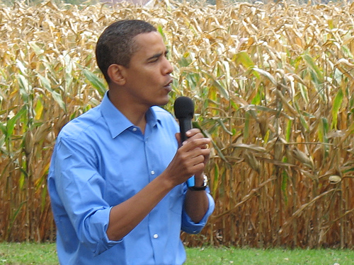 Obama in cornfield