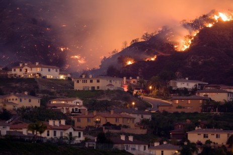 wildfire and houses