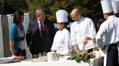 Michelle Obama meeting with chefs
