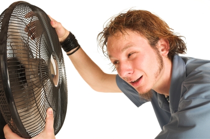 Man with fan