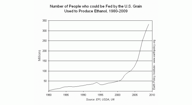  Graph on  Number of People who Could be Fed by the U.S. Grain used to Produce Ethanol, 1980-2009 