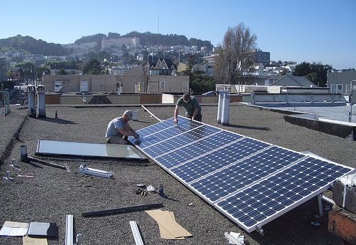 Solar panel installation in San Francisco.