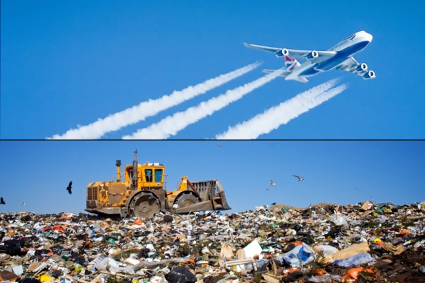 Airplane and landfill