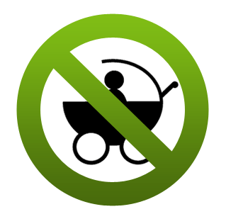 Baby stroller crossed-out in green