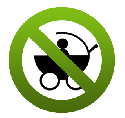 Baby stroller crossed-out in green