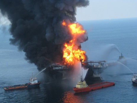 Oil rig explosion.