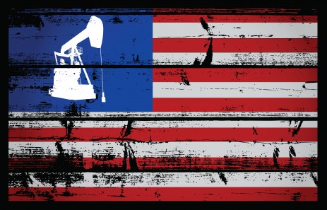 oil rig on american flag