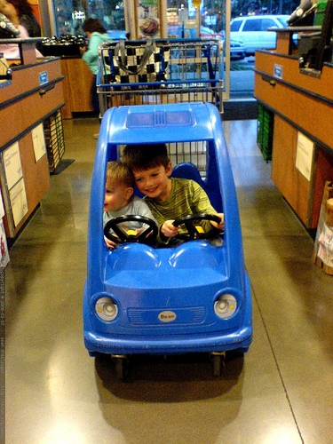 kids in shopping cart