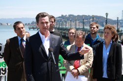 San Francisco’s mayor, Gavin Newsom, speaks out against Proposition 23.