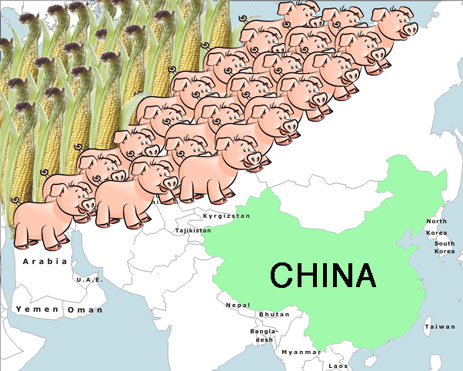 Corn and pigs invade China