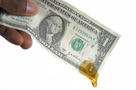 Dollar dipped in oil.