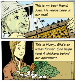 Comic strip on urban farming