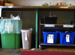 Portland, the object of many a progressive city’s jealousy, breaks down waste effectively. Tellingly, the largest (green) bin is for compostables while the smallest (grey) bin heads to the landfill.