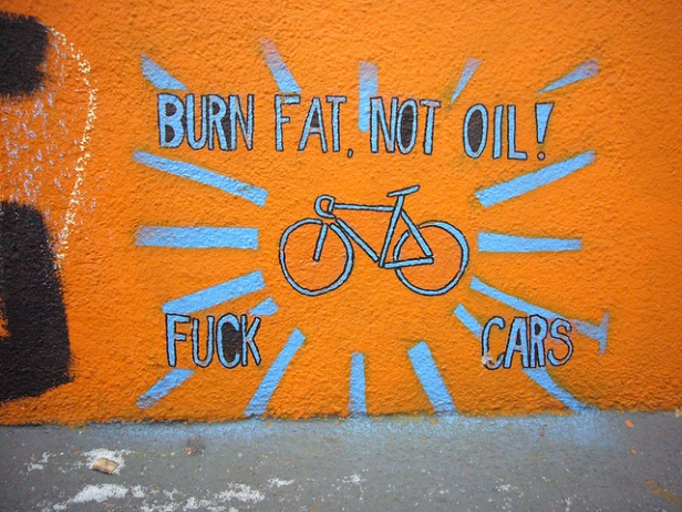 Burn fat not oil bike graffiti