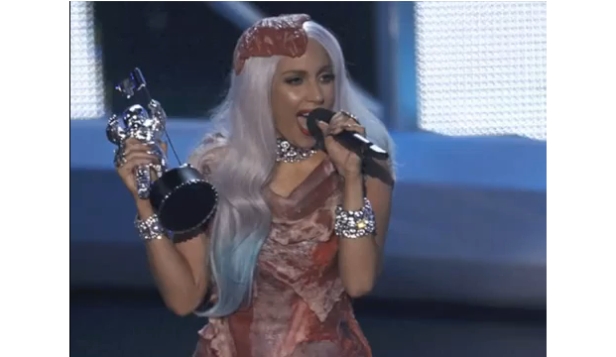 Lady Gaga and her meat dress at Video Music Awards