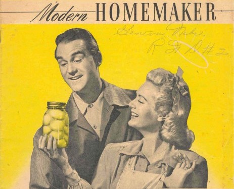old ad with happy homemaker