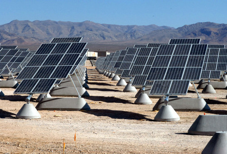 Solar panels in the desert.