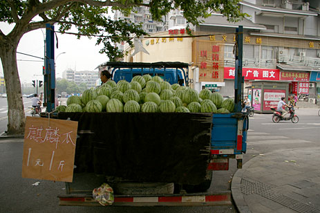 Watermelons on a truck