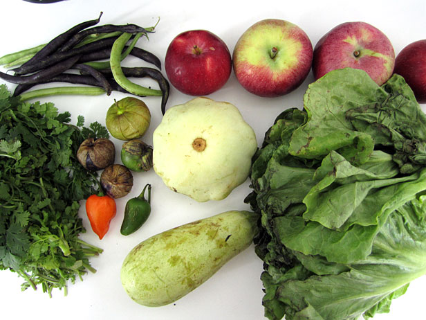 Vegetables and apples