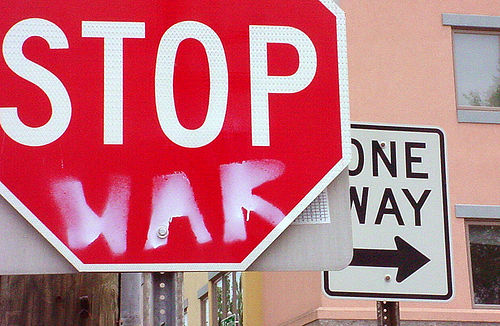 "Stop War" sign.