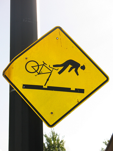 Caution sign for bicyclists