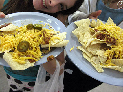 Girls with nachos
