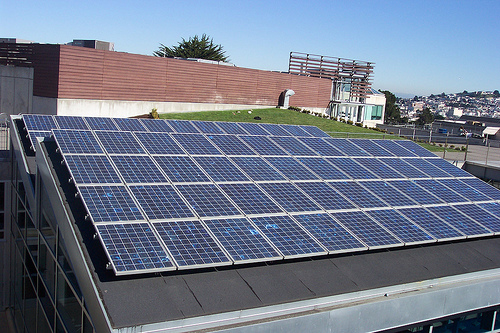 solar panels on a school roof