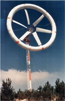 An inflatable wind turbine developed by one of the winners, WinFlex