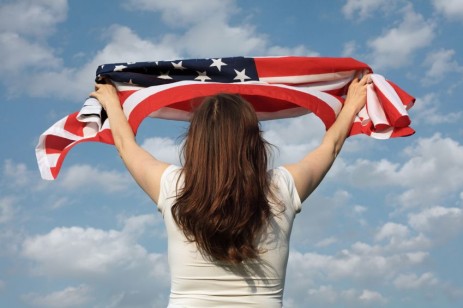 woman with American flag