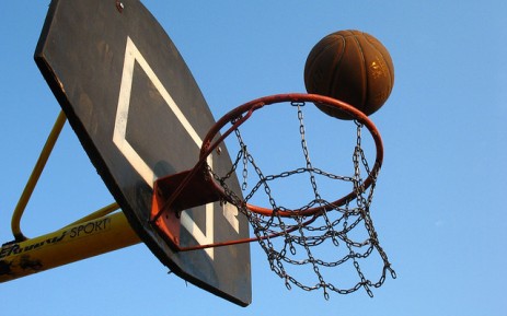 basketball on the rim
