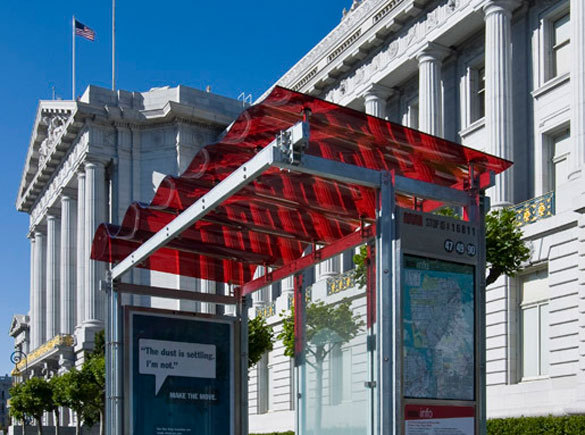 Solar panels on an SF bus shelter.