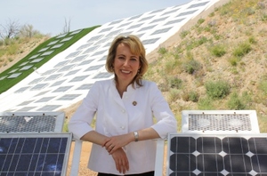 Gabrielle Giffords with solar panels