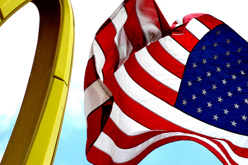 American flag and McDonalds M