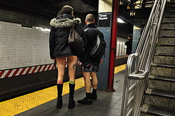 Participants in the No-Pants Subway Ride
