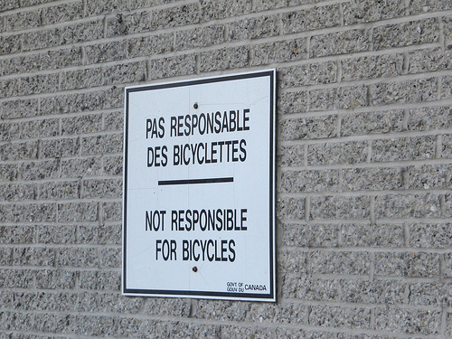 Not responsible for bicycles