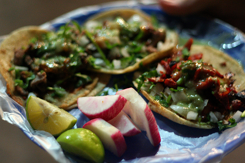 Closeup of tacos