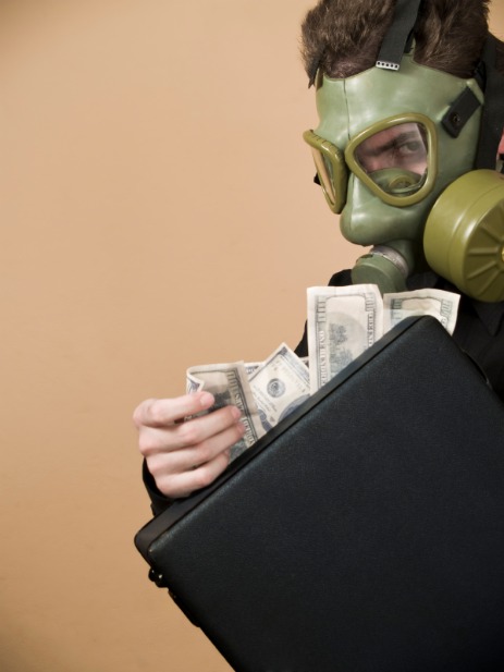 Gas mask and money