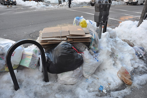 Trash on street.