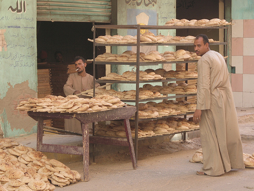 Men with bread in Egypt