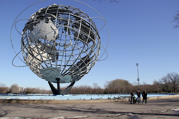 steel globe in Queens