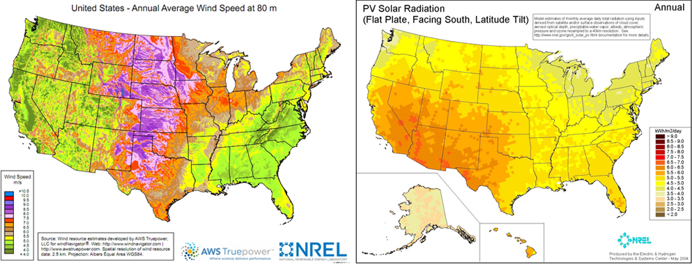US wind and solar power potential